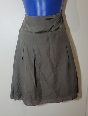 Women's  A-Line Silk/Wool Skirt in Olive Green